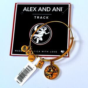 ALEX AND ANI Track Runner Sport Bangle Charm Bracelet NEW Silver Gold Gift USA